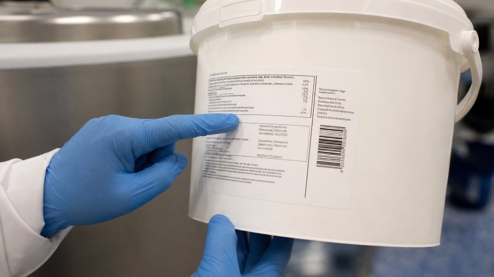 Étiquette d'un produit fini dans un atelier de métier de bouche